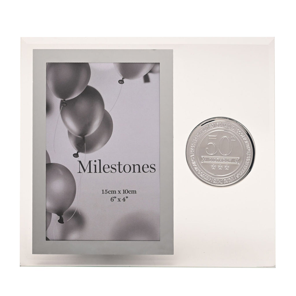 Milestones Glass Frame with Metal Badge 4" x 6" - 50