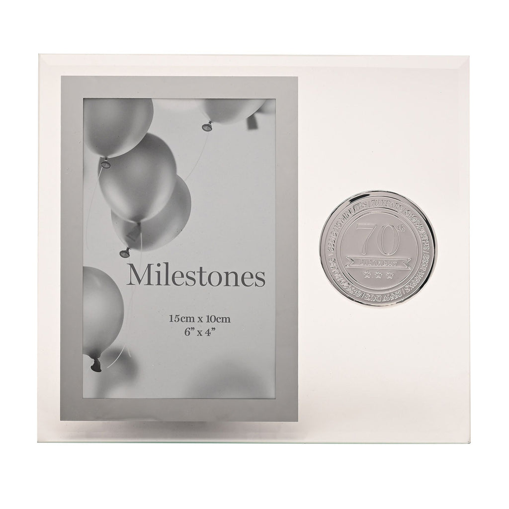 Milestones Glass Frame with Metal Badge 4" x 6" - 70