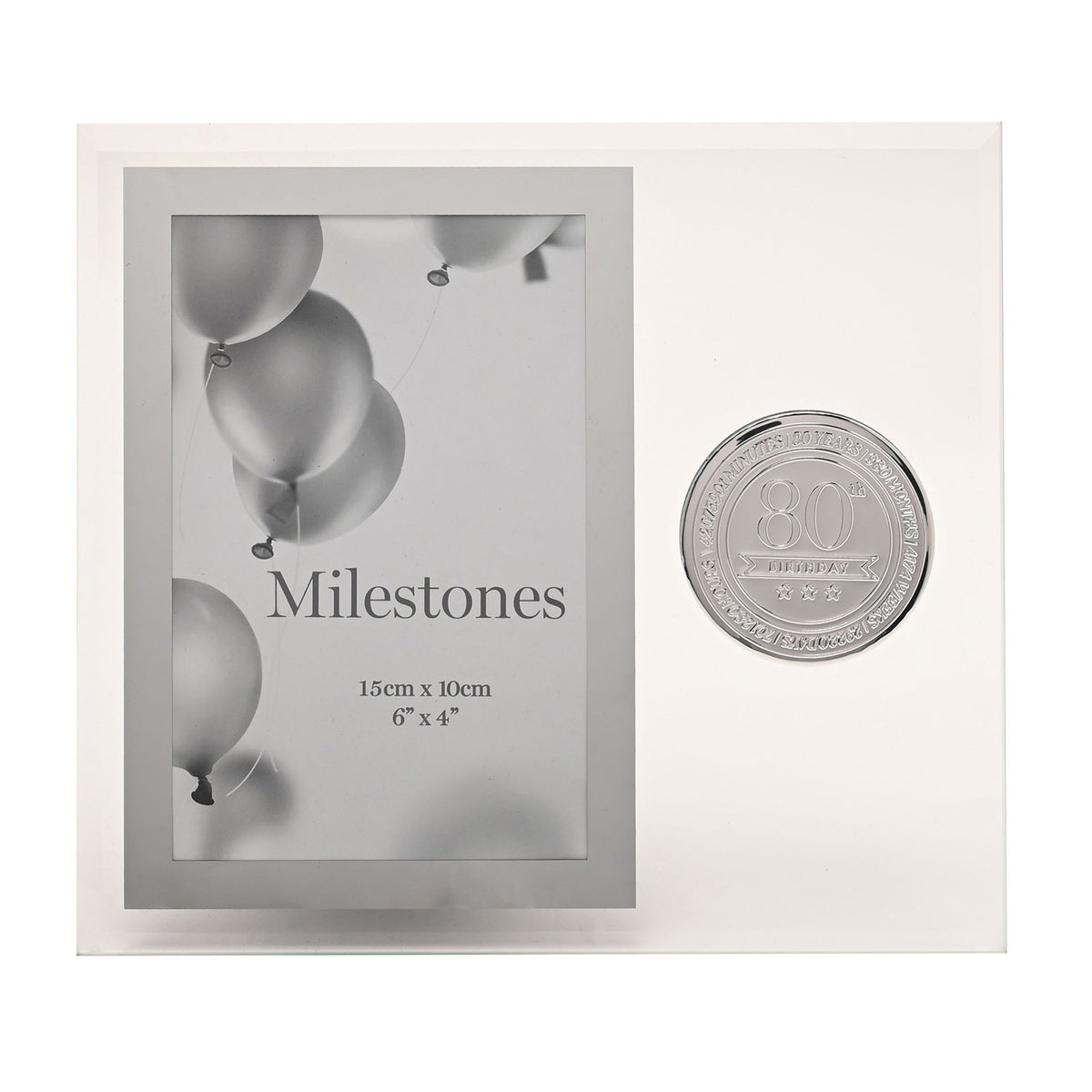 Milestones Glass Frame with Metal Badge 4" x 6" - 80