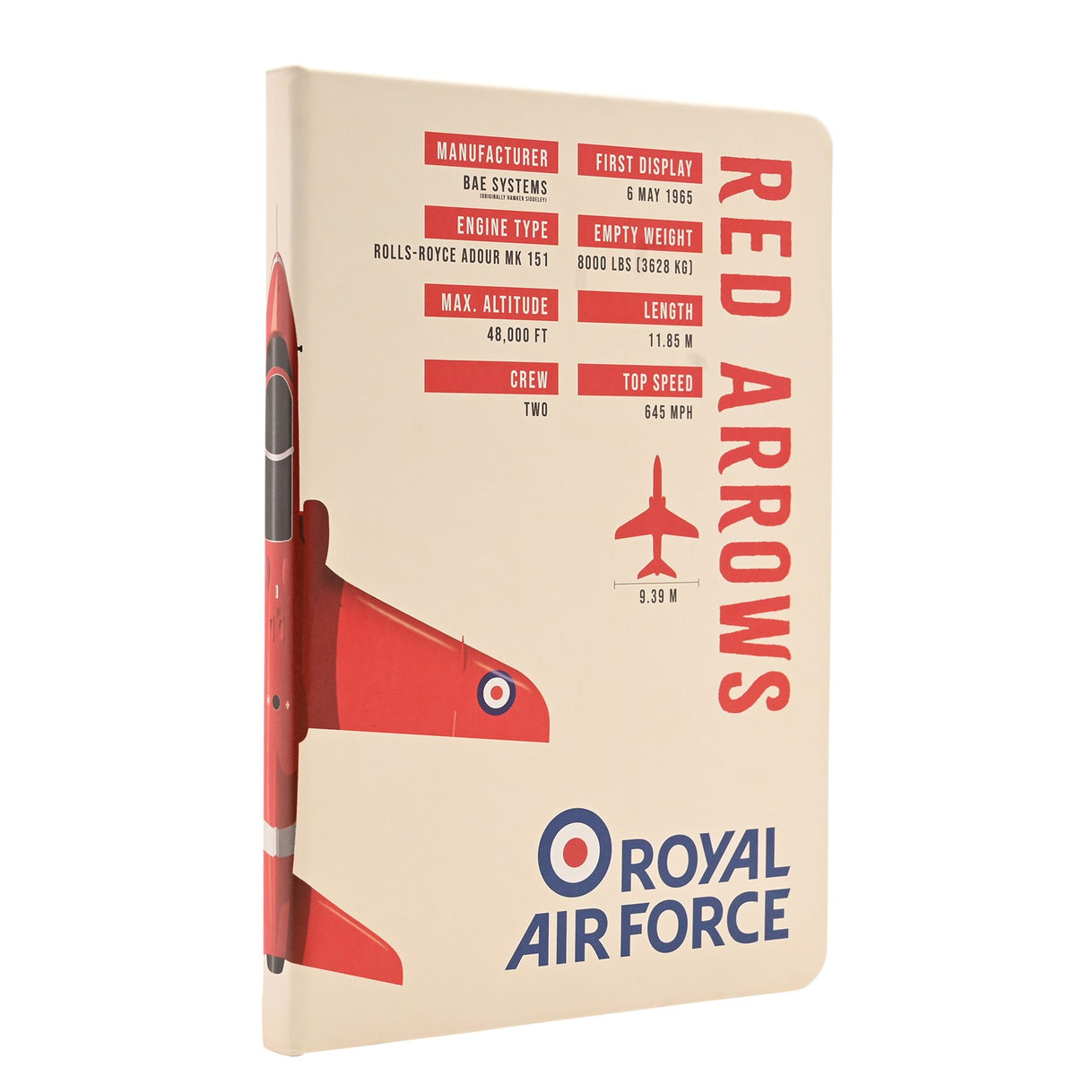 RAF A5 Lined Hardback Notebook - Red Arrows