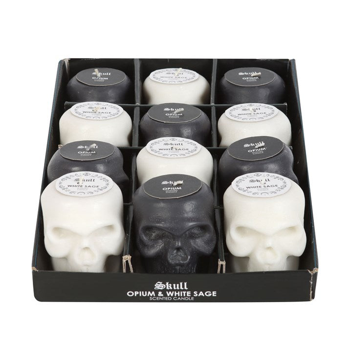Set of 12 Opium & White Sage Skull Candles in Display - product image 3