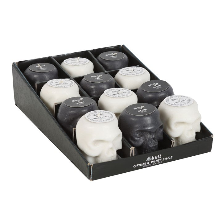 Set of 12 Opium & White Sage Skull Candles in Display - product image 2