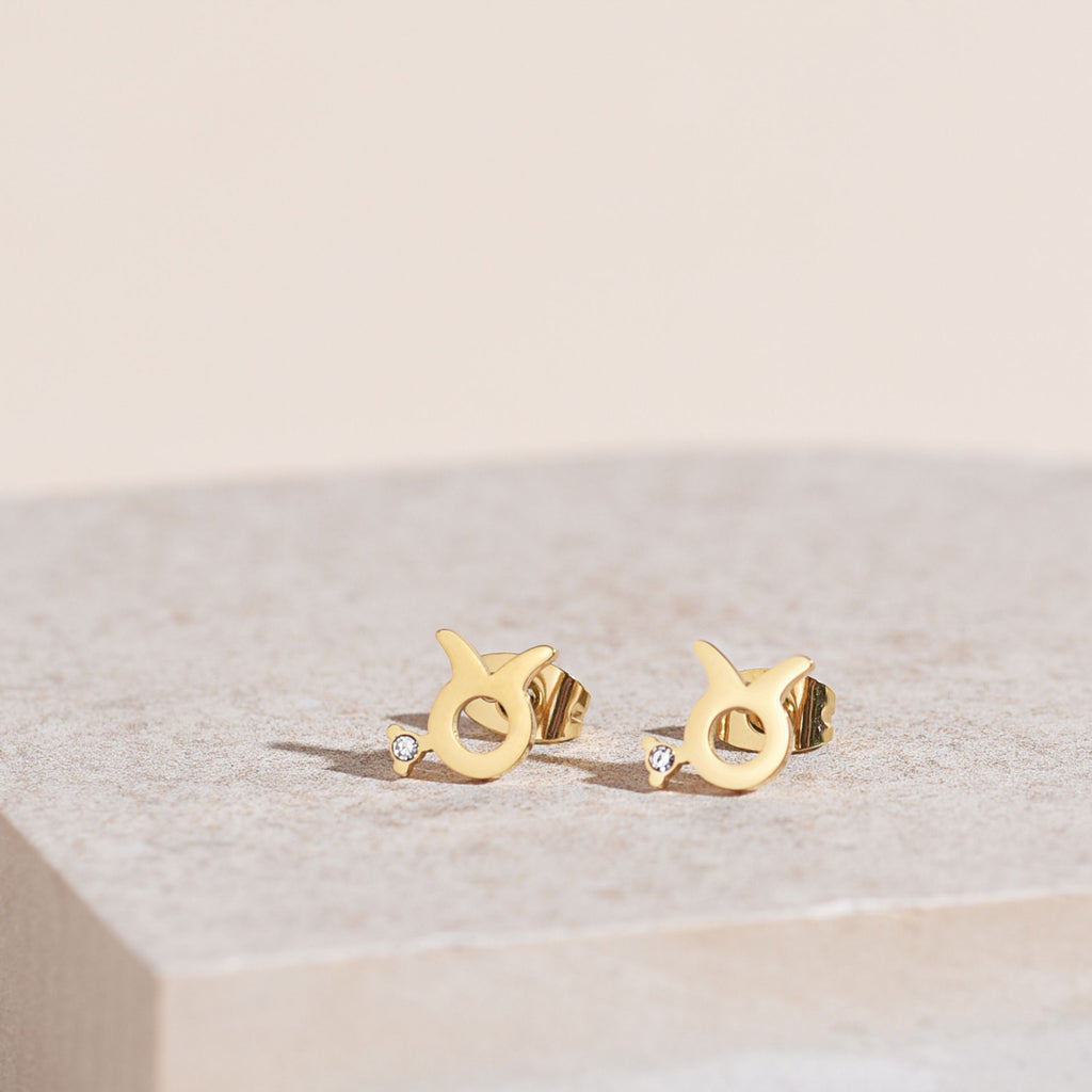 Serenity Zodiac 18k Gold Plated Earrings - Taurus