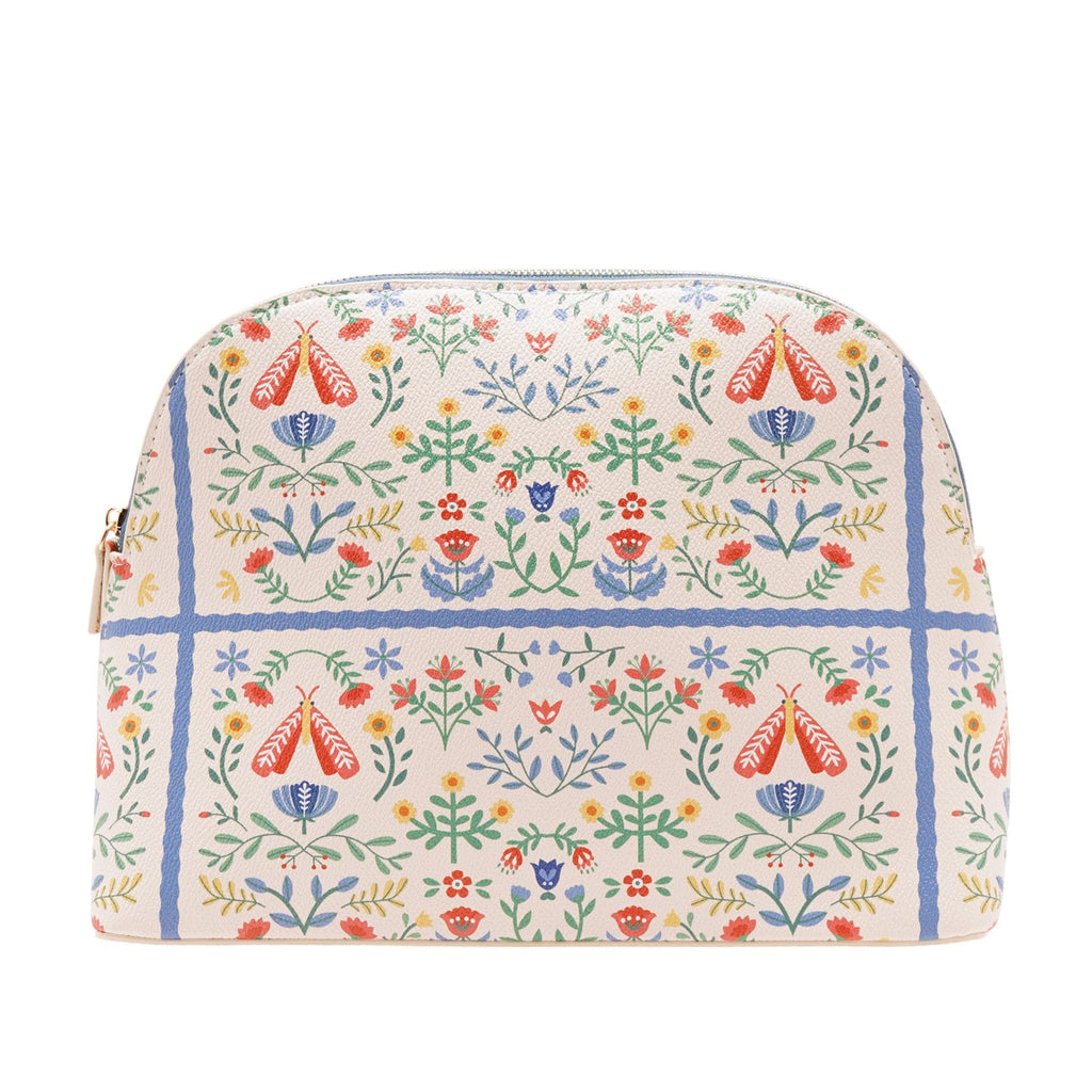 Sophia Lane Large Floral Make-Up Bag - Cream
