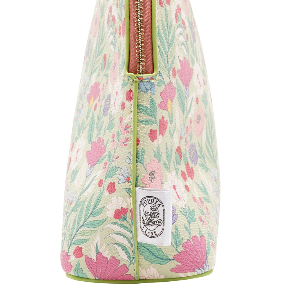 Sophia Lane Large Floral Make-Up Bag - Green