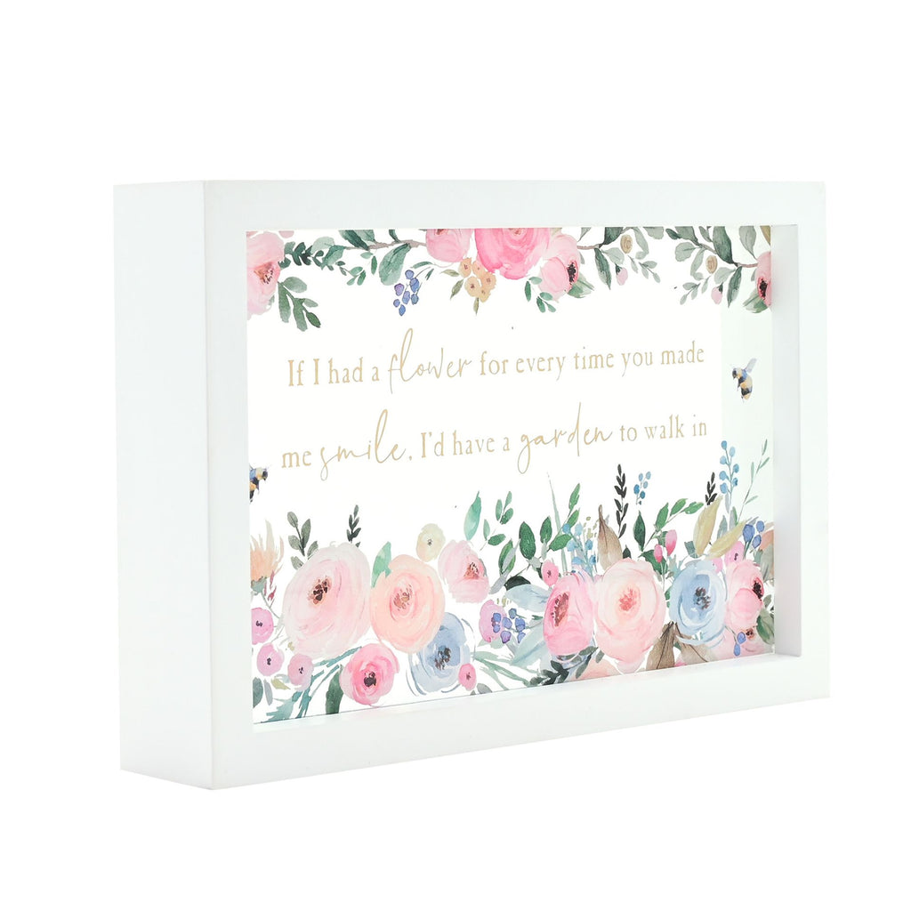 The Cottage Garden Framed Rectangular Glass Plaque - Flower