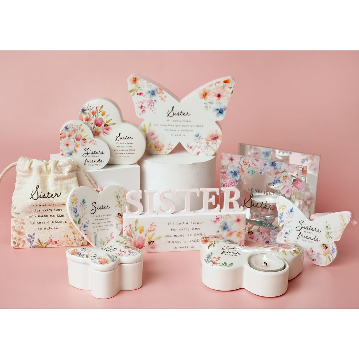 The Cottage Garden Butterfly Tealight Holder - Sisters