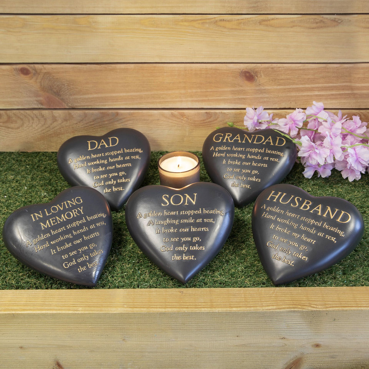 Thoughts Of You Graveside Dark Grey Heart Plaque - Dad