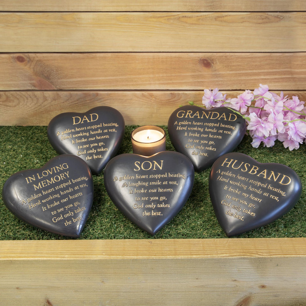 Thoughts Of You Graveside Dark Grey Heart Plaque - Grandad