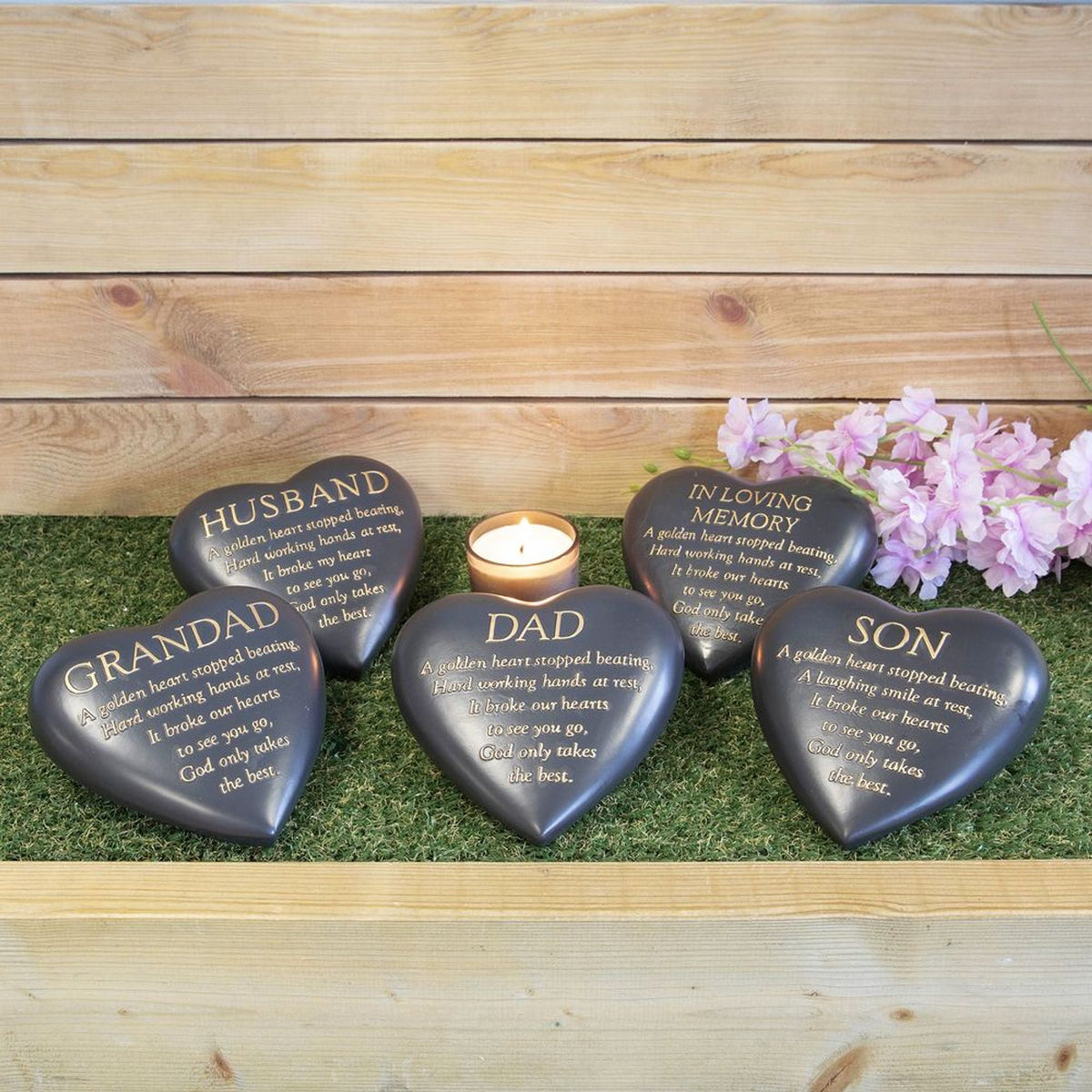 Thoughts Of You Graveside Dark Grey Heart Plaque - Grandad