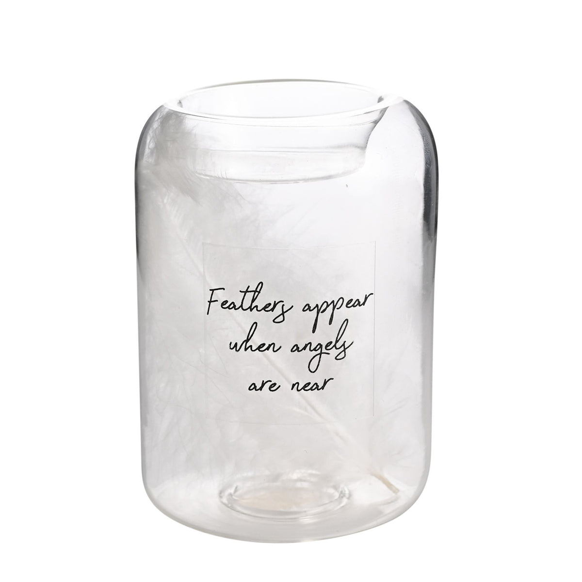 Thoughts of You Feather Glass Tea Light Holder - Feathers