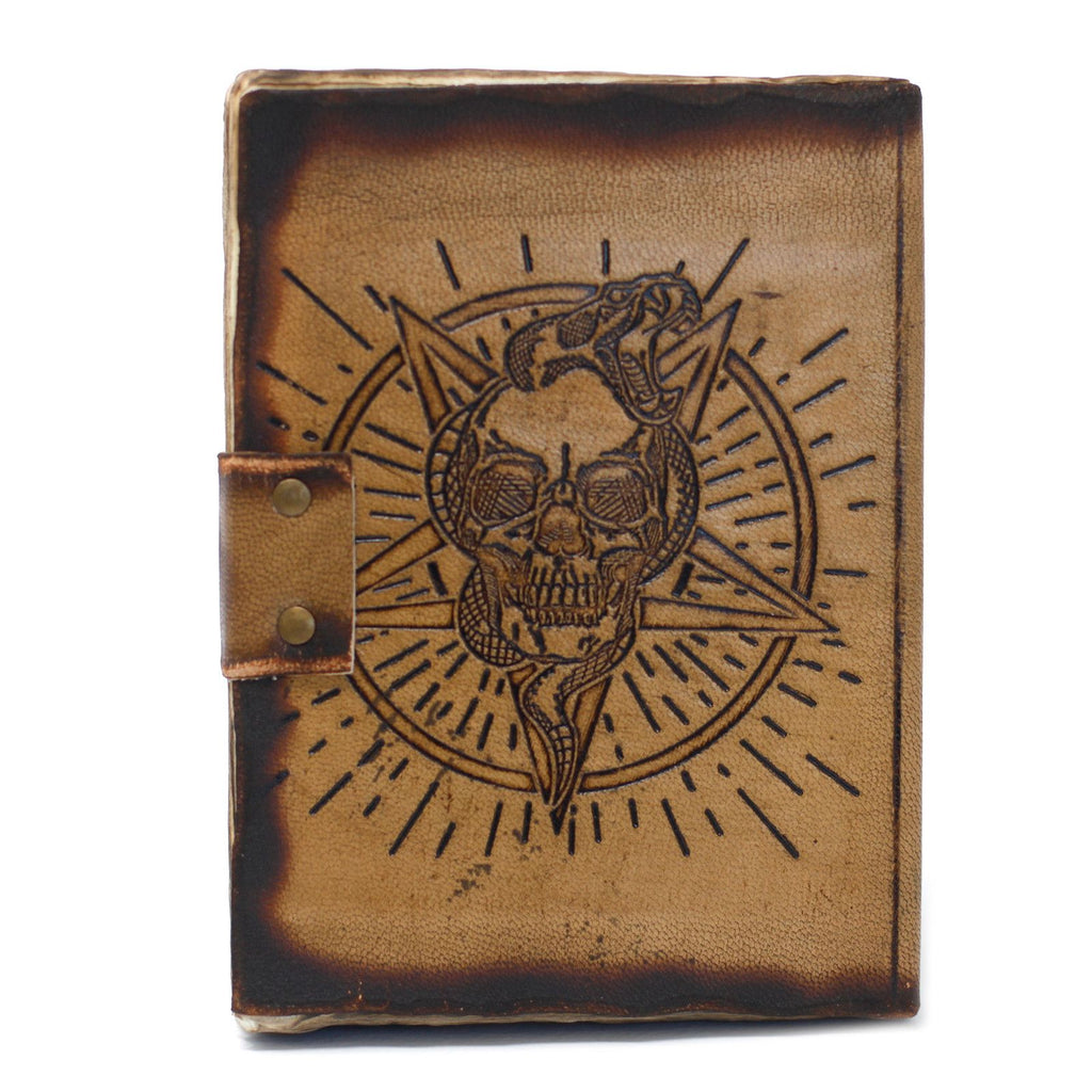 Leather Pentagon & Skull with Burns Detail Notebook (7x5") product image 9
