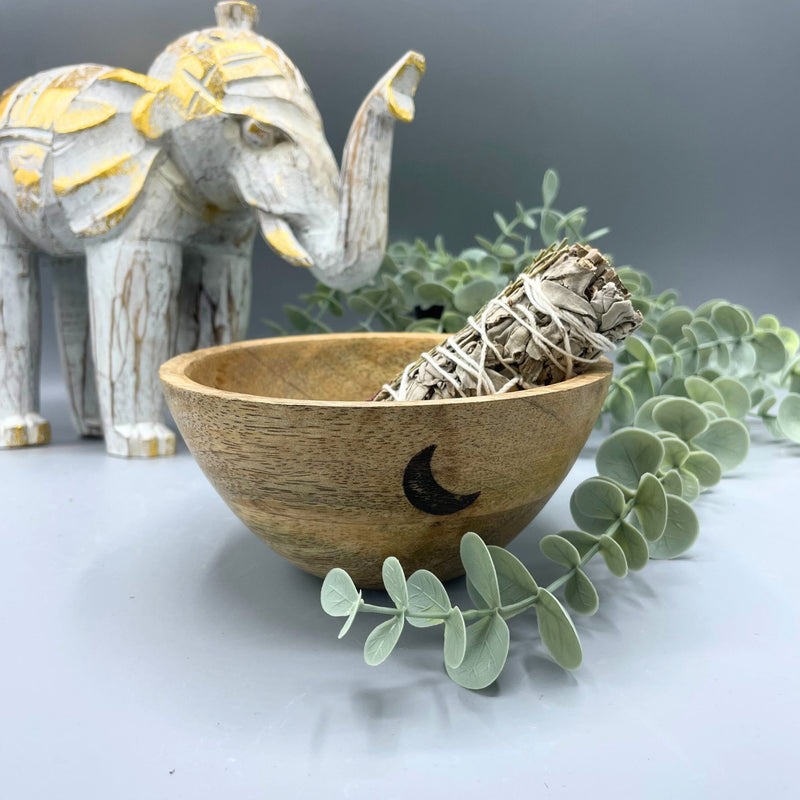 Wooden Smudge and Ritual Offerings Bowl - Three Moons - 13x7cm product image