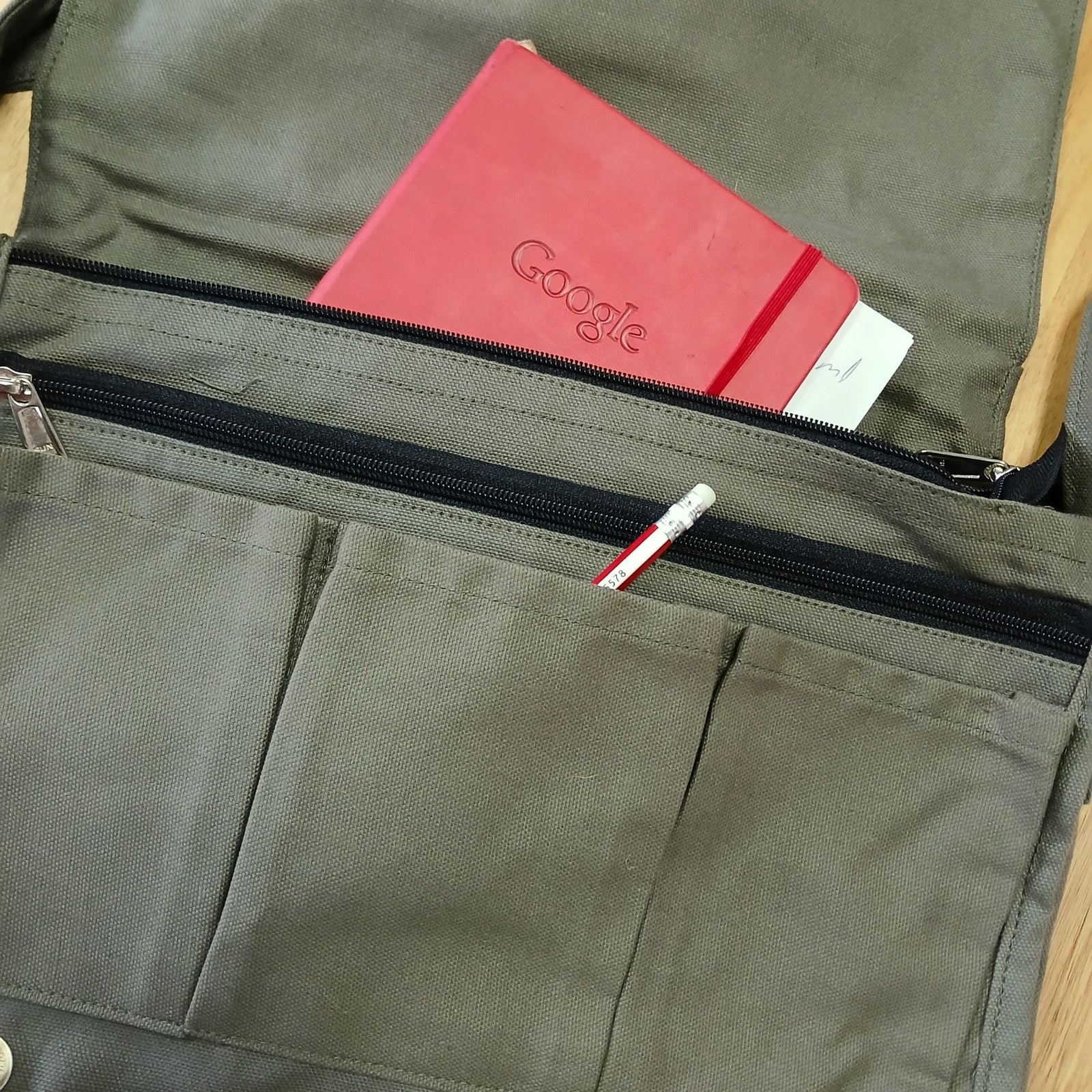 Cotton Canvas Laptop Messenger Bag - Olive product image