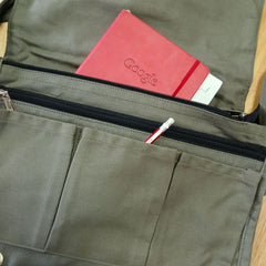Cotton Canvas Laptop Messenger Bag - Olive product image