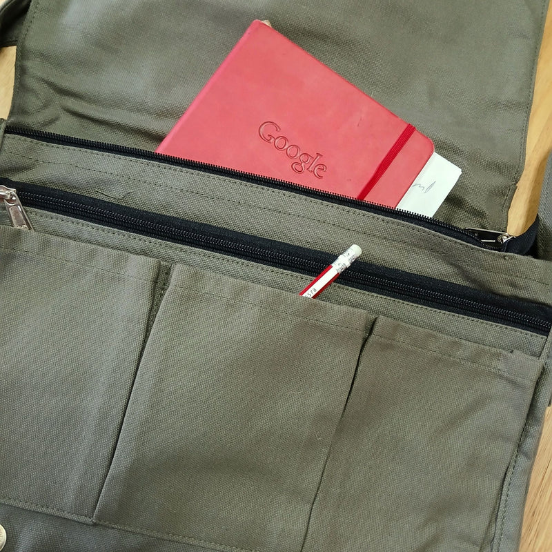 Cotton Canvas Laptop Messenger Bag - Olive product image