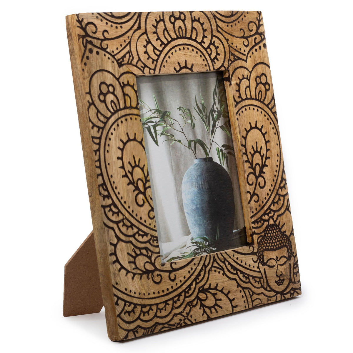 Lrg Mango Wood Picture Frame (for 13x18cm) 28x23x2cm - Buddha - Black product image
