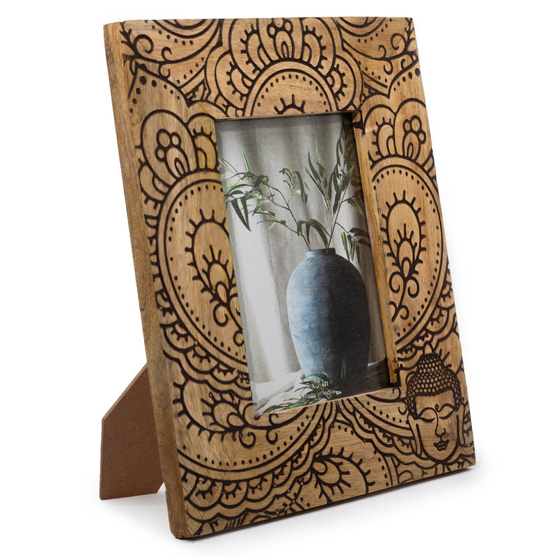 Lrg Mango Wood Picture Frame (for 13x18cm) 28x23x2cm - Buddha - Black product image