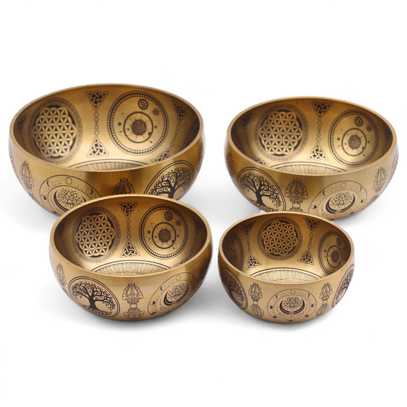 Pure Brass Etched Buddha - Set of 4 - Approx 3.85kg product image