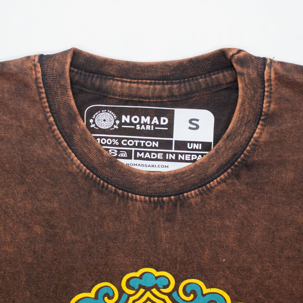 Nomad Sari Stonewashed Cotton T-Shirt - Sun & Zodiac - Brown - Small product image 2