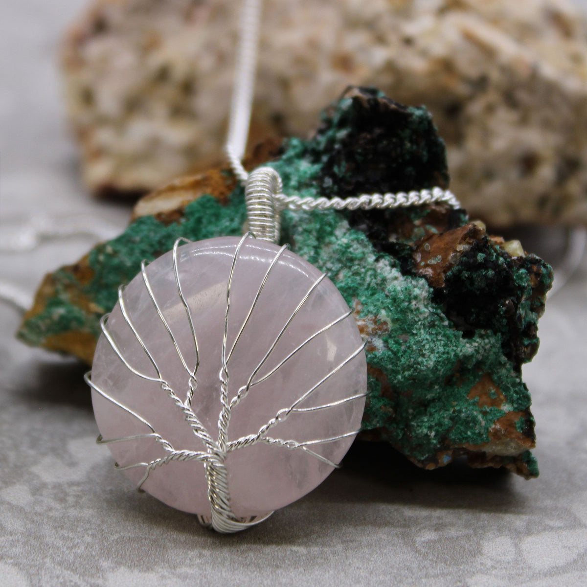 Tree of Life Gemstone Necklace - Rose Quartz product image 2
