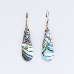 Shell & Silver Earrings - Three Hearts - Abalone product image