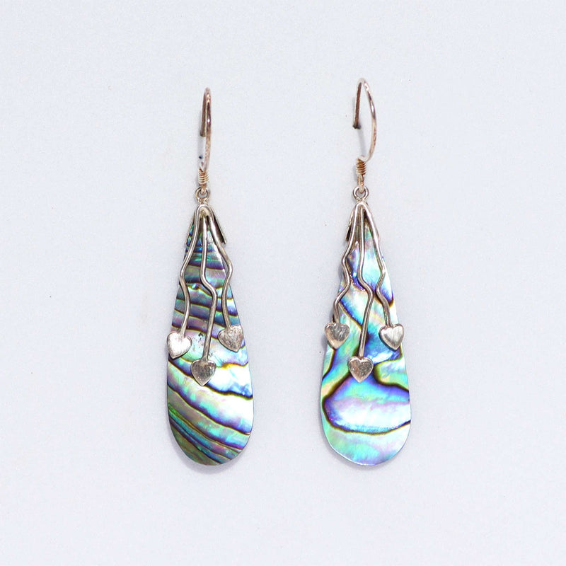 Shell & Silver Earrings - Three Hearts - Abalone product image
