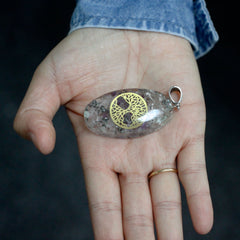 Orgonite Power Pendant - 7 Stone Chakra Oval with Tree product image 2