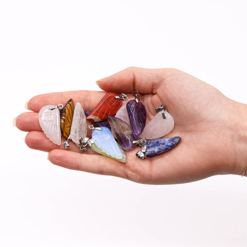 Gemstone Angel Wings Pendants (12 assorted) 28x15mm product image