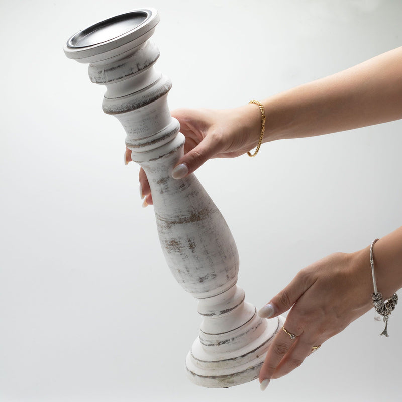 Classic Candle Stand - Whitewash - Large product image