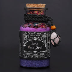 Ancient Witch Bath Spell Potion & Rose Quartz Crystal Amulet - Love product image 10