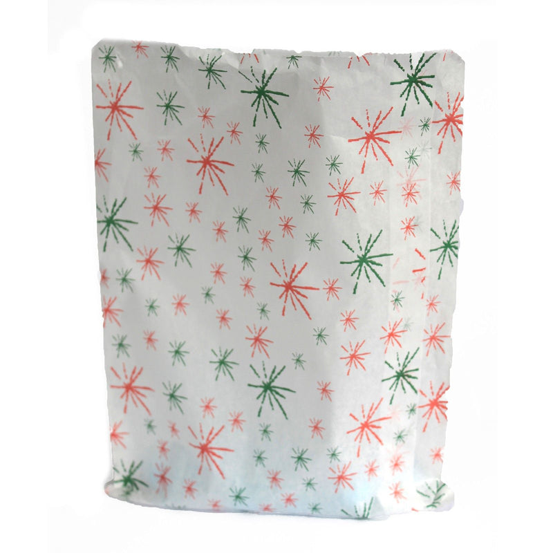 White starburst paper bags in 8.5 x 11 inch size