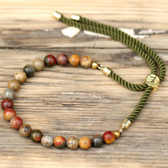 18K Gold Plated Gemstone Moss String Bracelet - Picasso Jasper product image 6