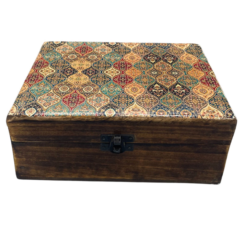 Large Ceramic Glazed Wood Box - 20x15x7.5cm - Trad-Pattern product image