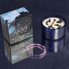 Zodiac Crystal Candle with Gemstone Bracelet - Aquarious product image 6