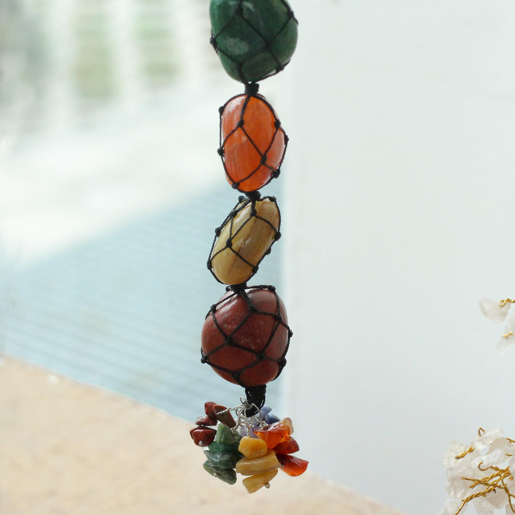 Hanging Chakra Stone Pendant - Seven Chakra Chips - product image 3