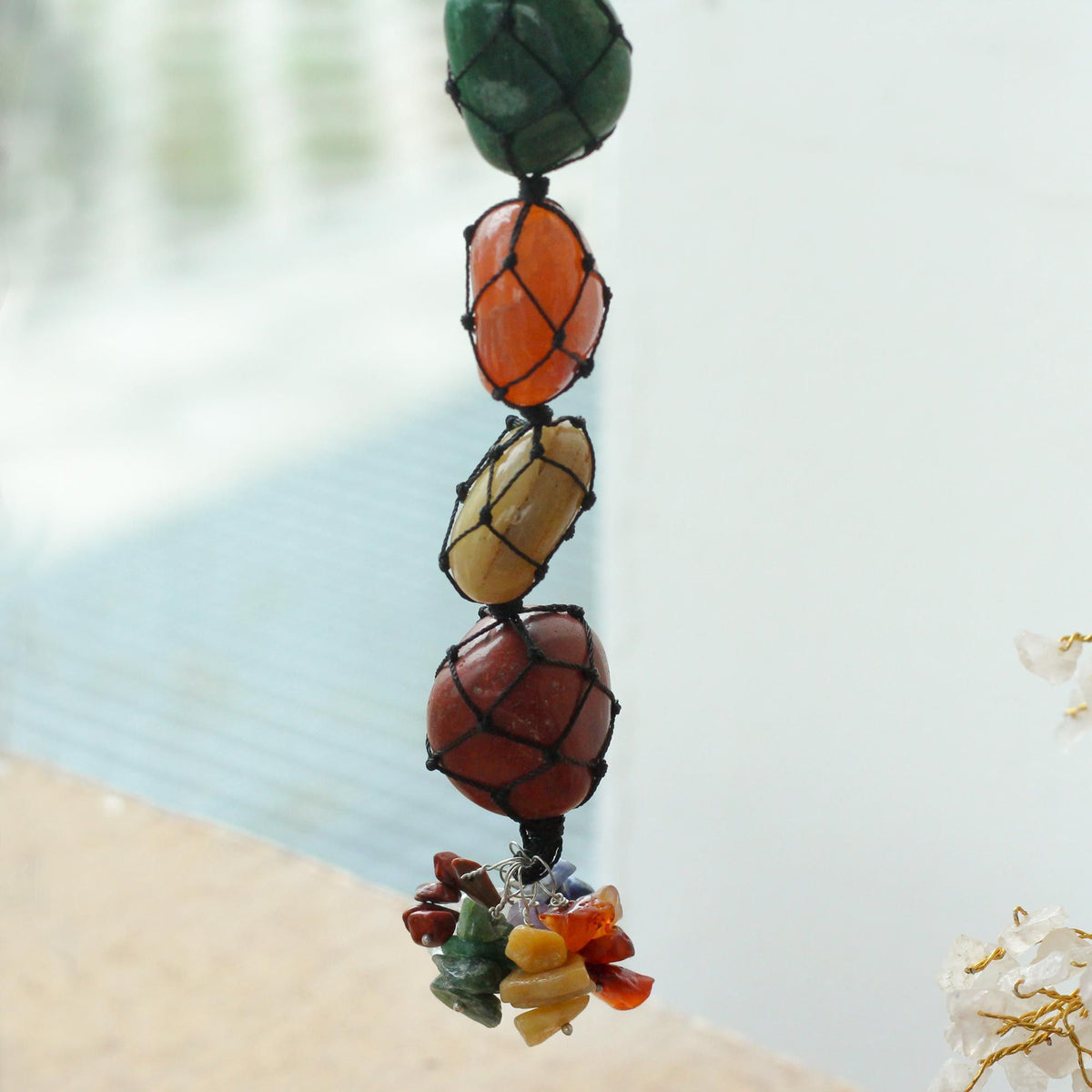 Hanging Chakra Stone Pendant - Seven Chakra Chips - product image 3