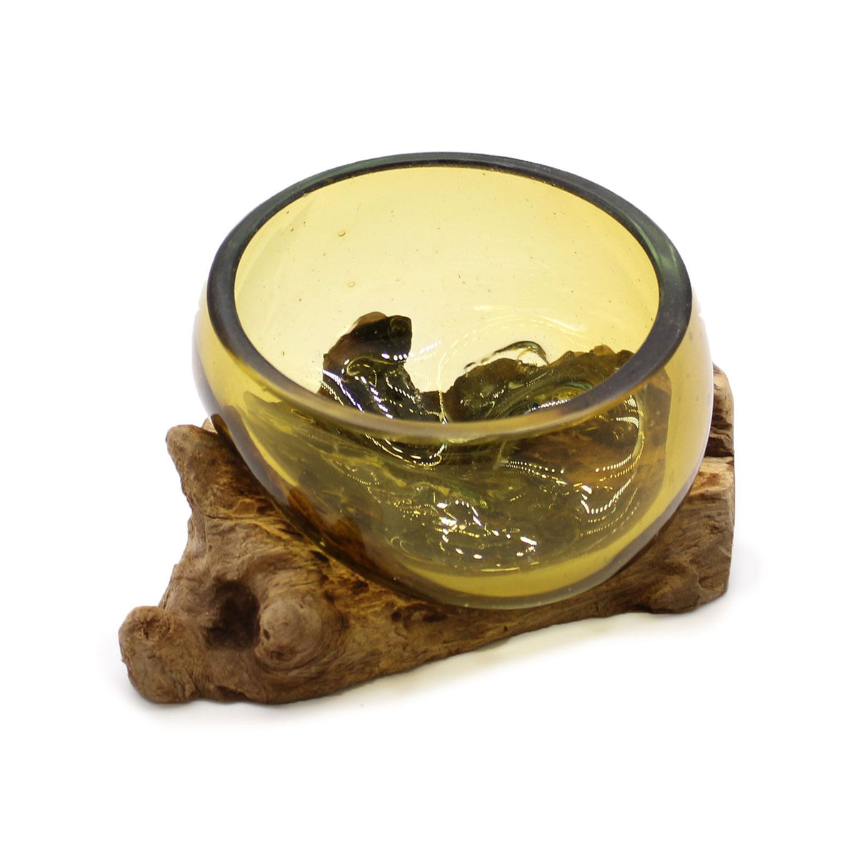 Molton Glass Mini Amber Bowl on Wood product image
