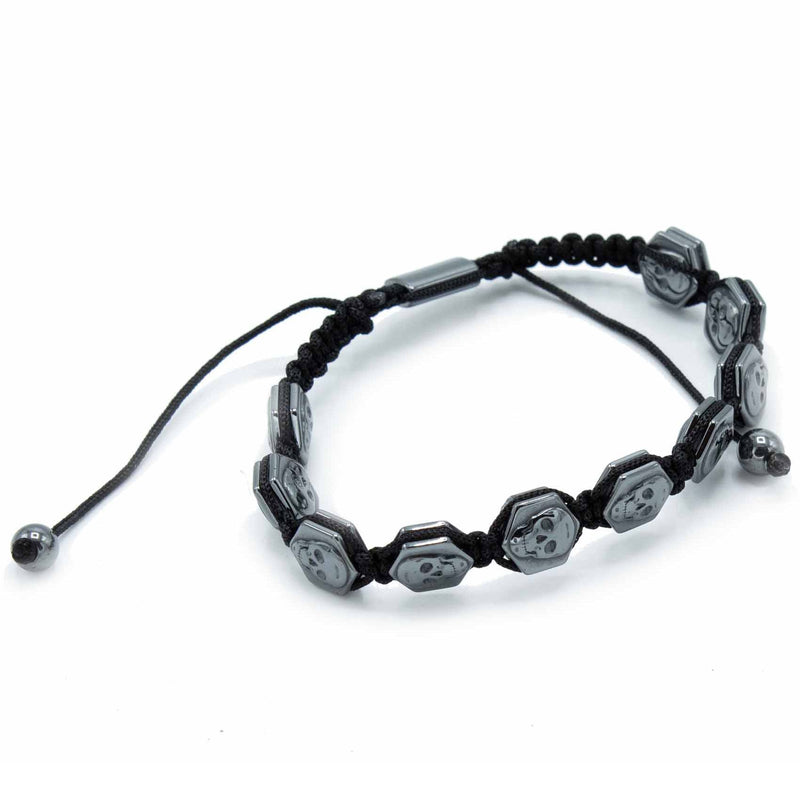 Magnetic Hematite Shamballa Bracelet - Hexagon Skulls product image