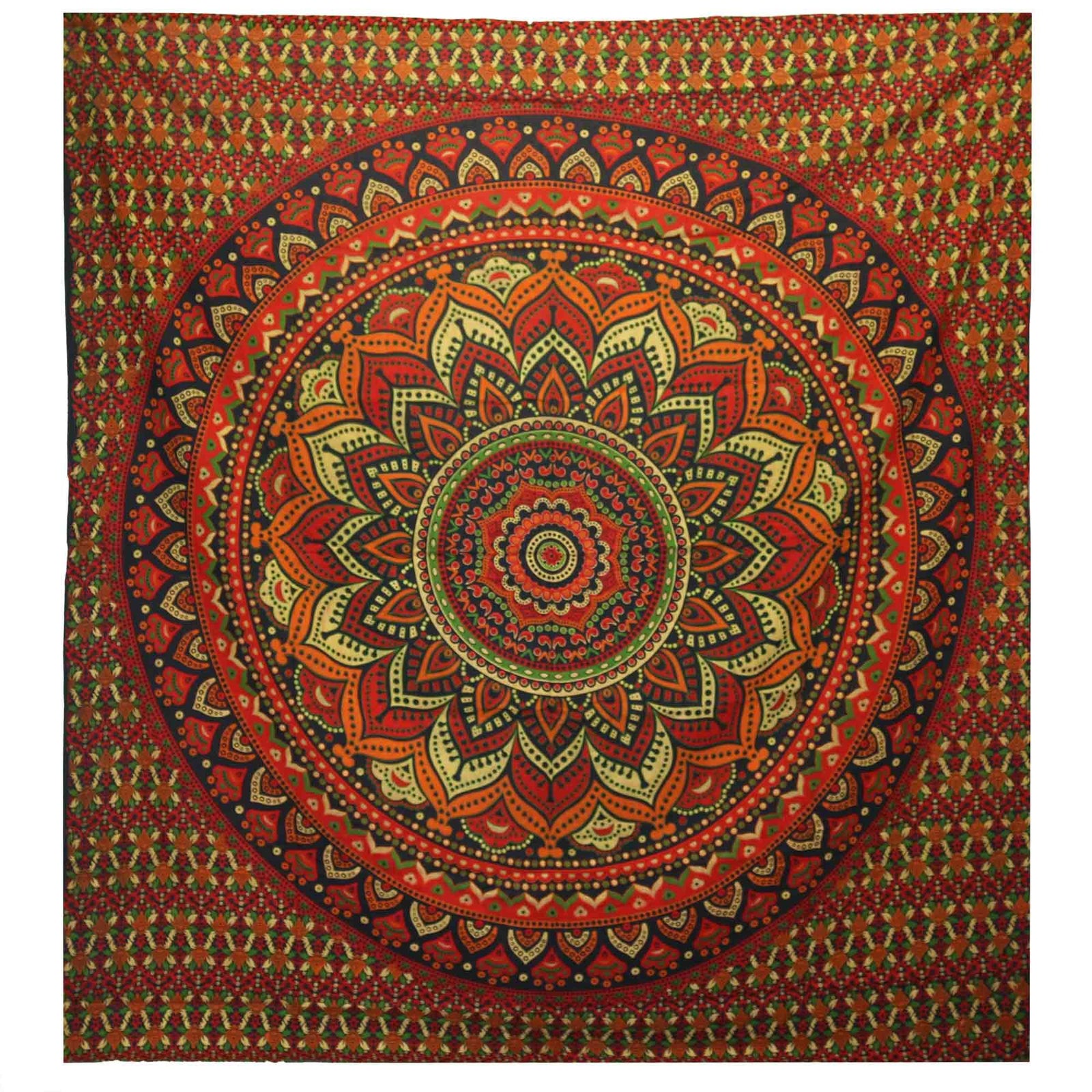 Double Cotton Bedspread + Wall Hanging - Classic Mandala - Green product image