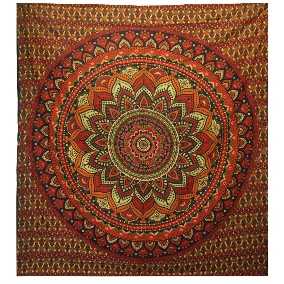 Double Cotton Bedspread + Wall Hanging - Classic Mandala - Green product image