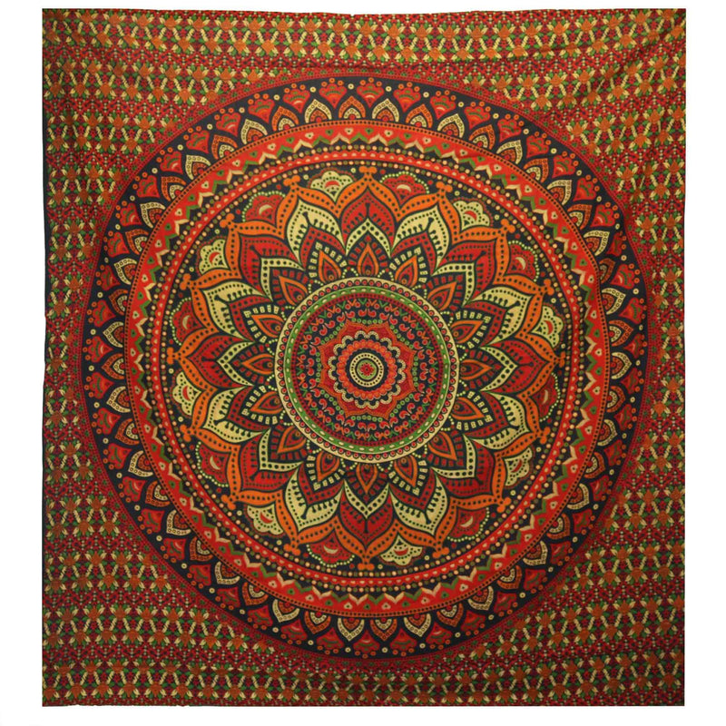 Double Cotton Bedspread + Wall Hanging - Classic Mandala - Green product image