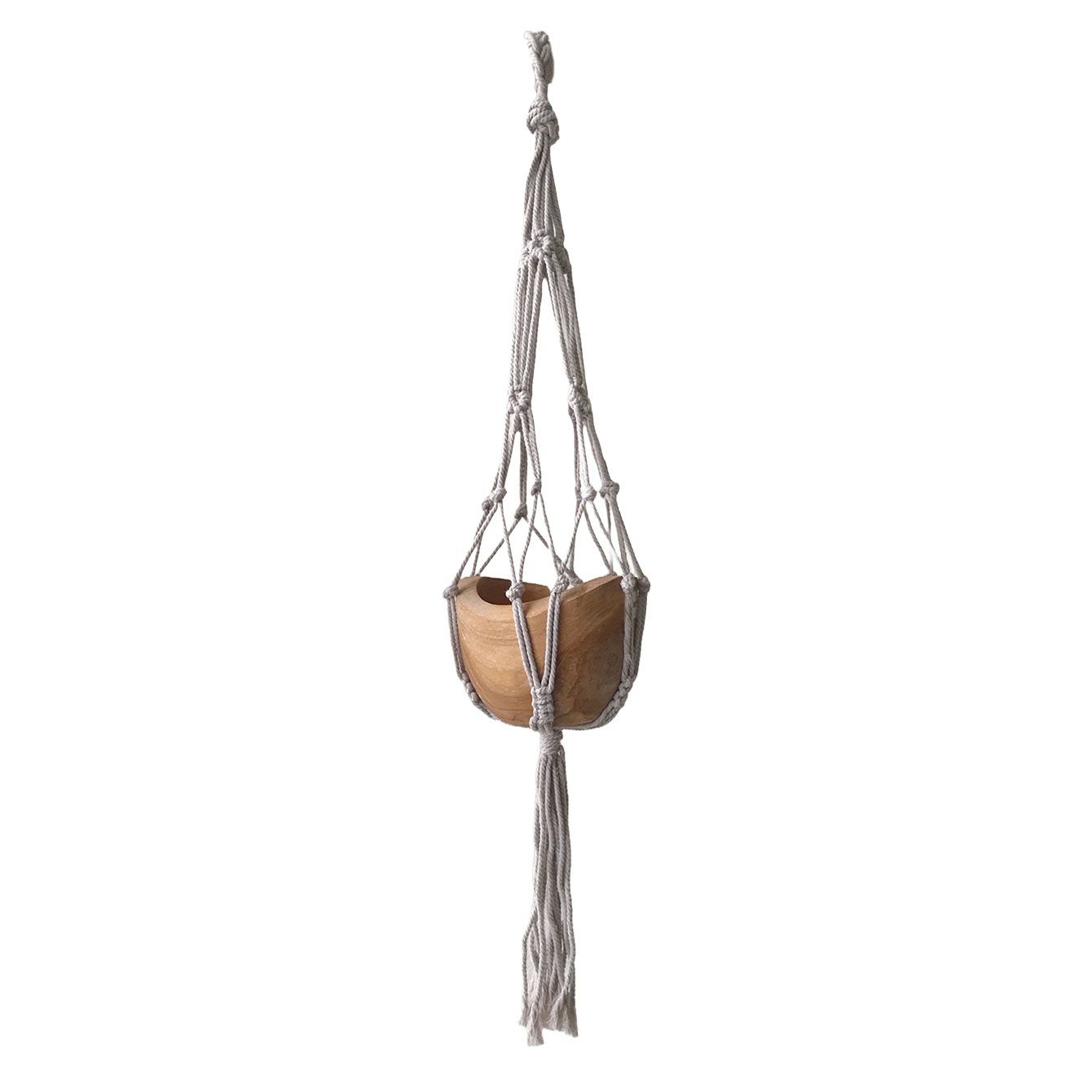 Macrame Small Drop Pot Holder - Beige - 75cm product image