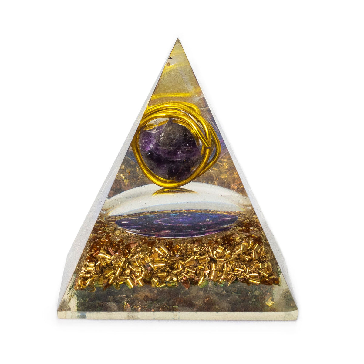 Med Organite Pryamids 7x6cm - Wrapped Amythist - Copper Chips product image 3