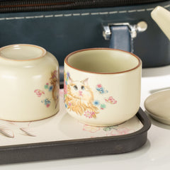 Travel Teapot Set & Two Cups - Cat Lover