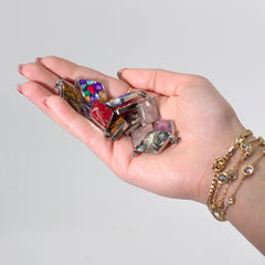Steel Cased Pendant Diamonds - 12 Assorted Gemstone Chips & Shells product image 2