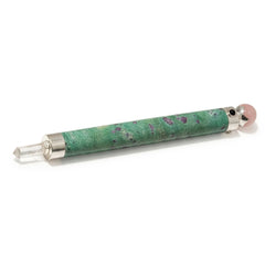 Verdant Heart Wand - Ruby Fuchsite Rose Quartz Crystal Ball top - 23cm product image