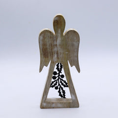 Mango Wood Angel - Whitewash with Iron Decor Cut Out product image 3