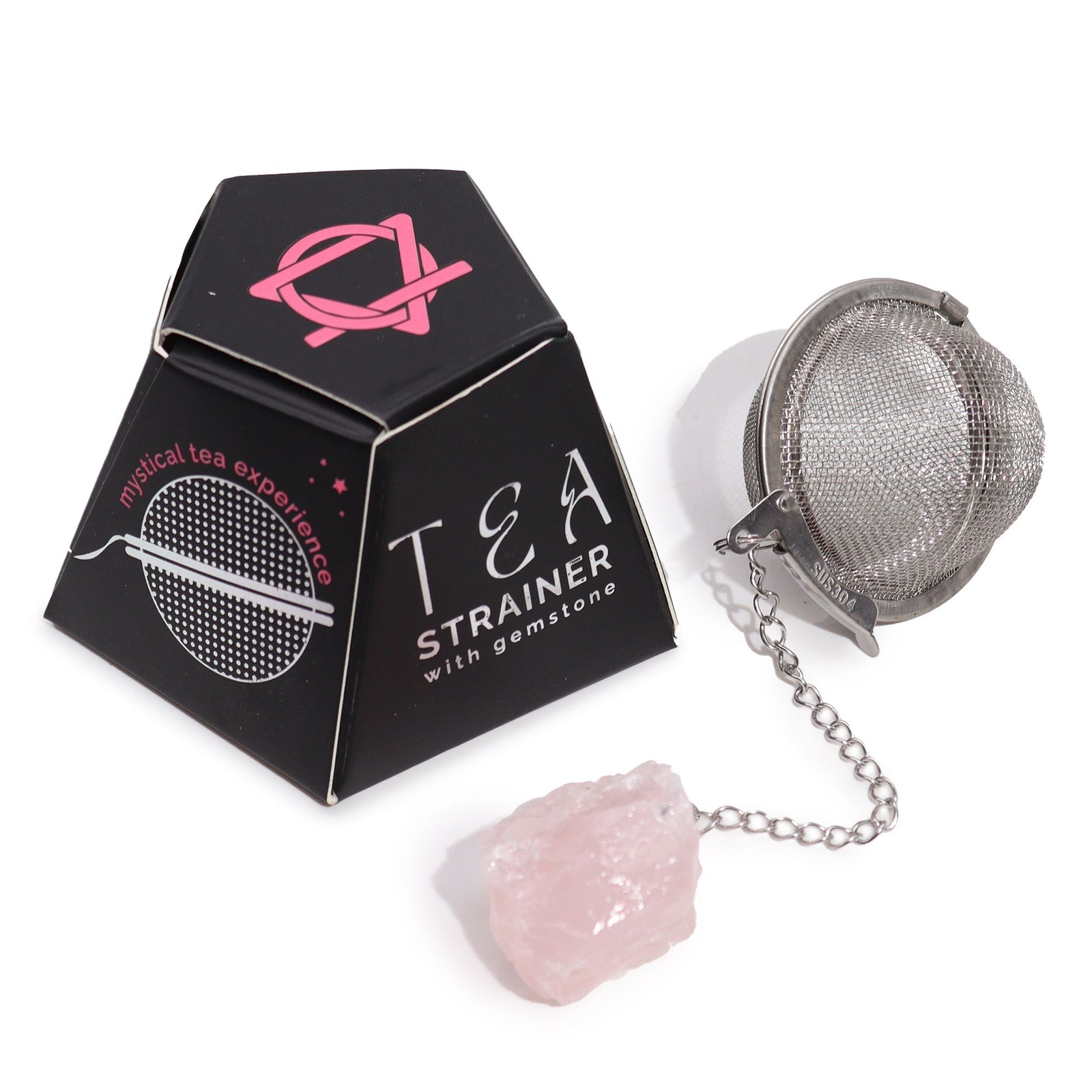 Raw Crystal Gemstone Tea Strainer - Rose Quartz product image