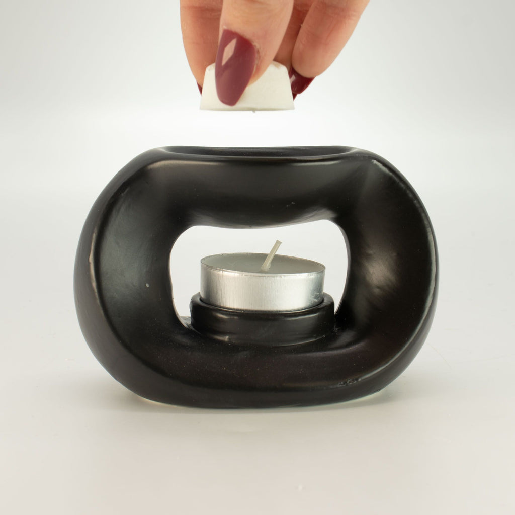 Ceramic Zen Oil Burner - Oval Pebble - Matt Black product image 4